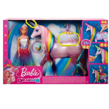 Barbie. Jednorożec magia świateł + lalka